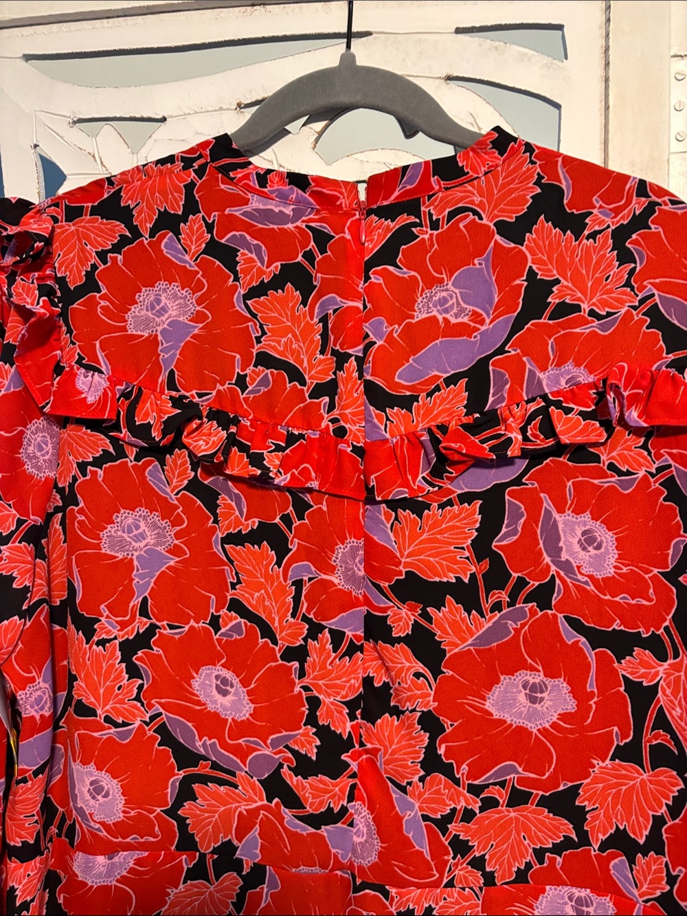 Red Floral Ruffle Dress - Picture 6 of 7
